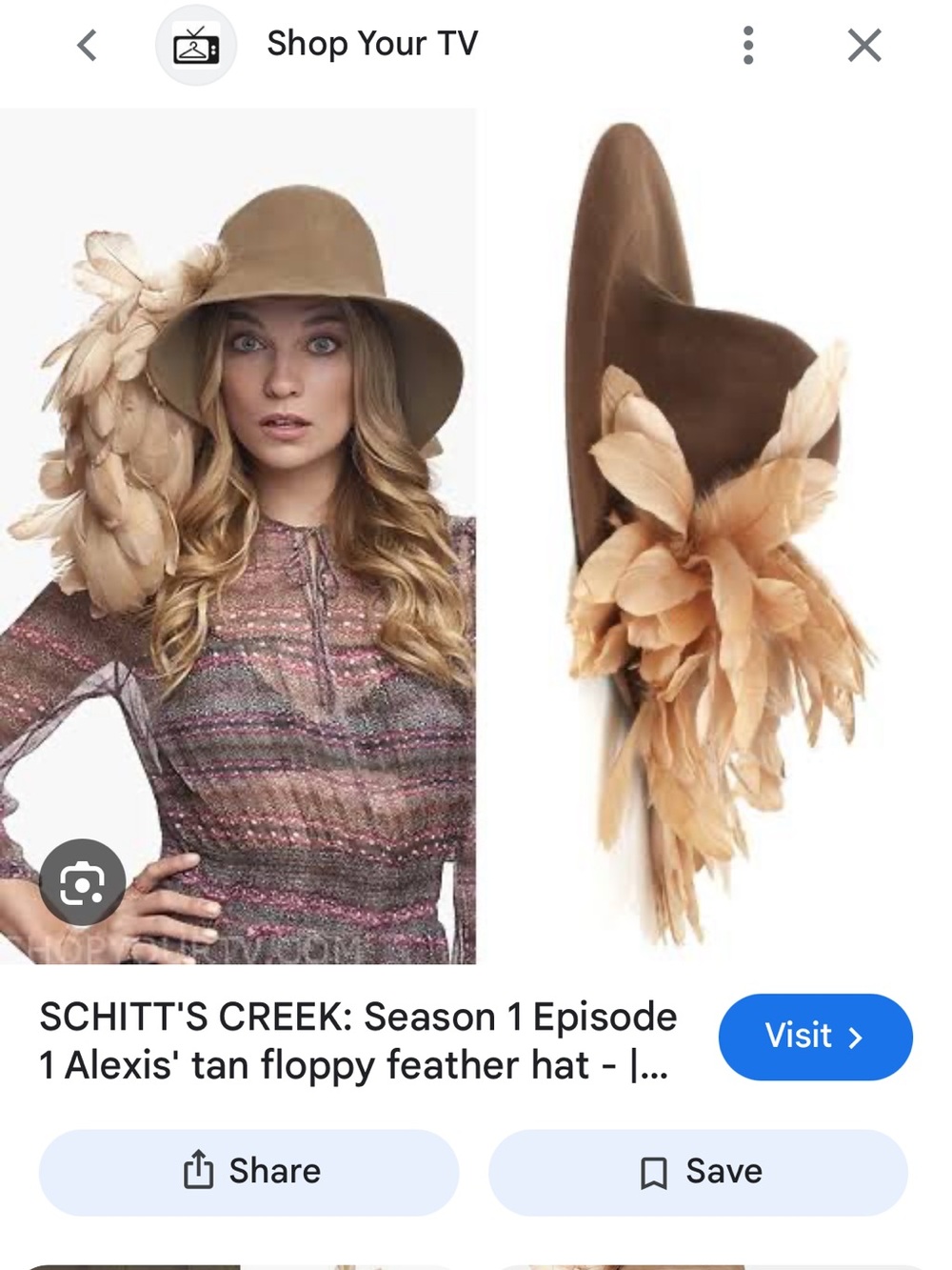 Little doe shitts creek floppy hat DUPE Alexis season 2 feather hat